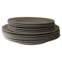 Set de bords en céramique vintage jaune beurre avec bordure swirl