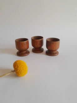 Set de 3 coquetiers en bois vintage