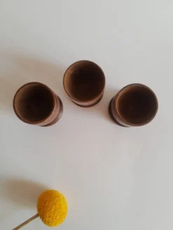 Set de 3 coquetiers en bois vintage