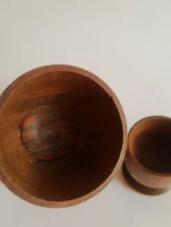 Set de 3 coquetiers en bois vintage