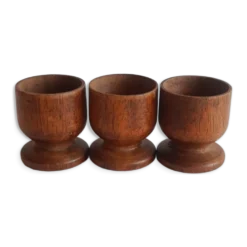 Set de 3 coquetiers en bois vintage