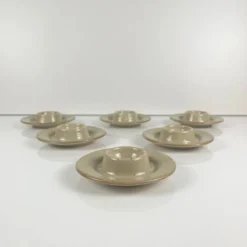 Set de 6 coquetiers en céramique moucheté beige