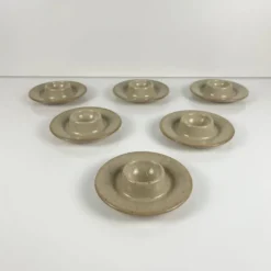 Set de 6 coquetiers en céramique moucheté beige