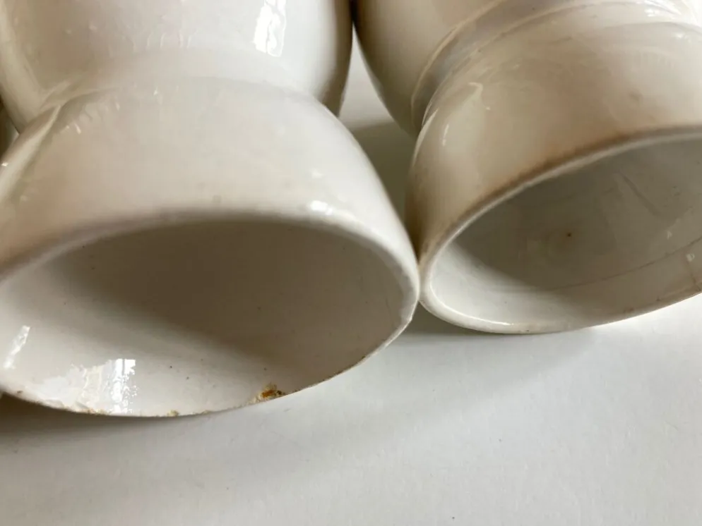 Set de 6 coquetiers en faïence fine terre de fer fin 19e