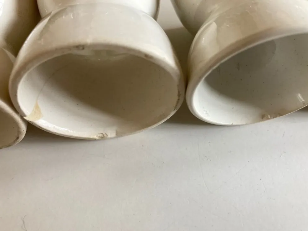 Set de 6 coquetiers en faïence fine terre de fer fin 19e