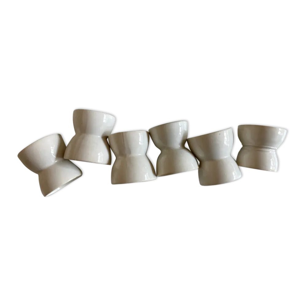 Set de 6 coquetiers en faïence fine terre de fer fin 19e