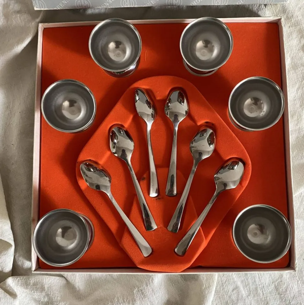 Set de coquetiers en inox par Guy Degrenne