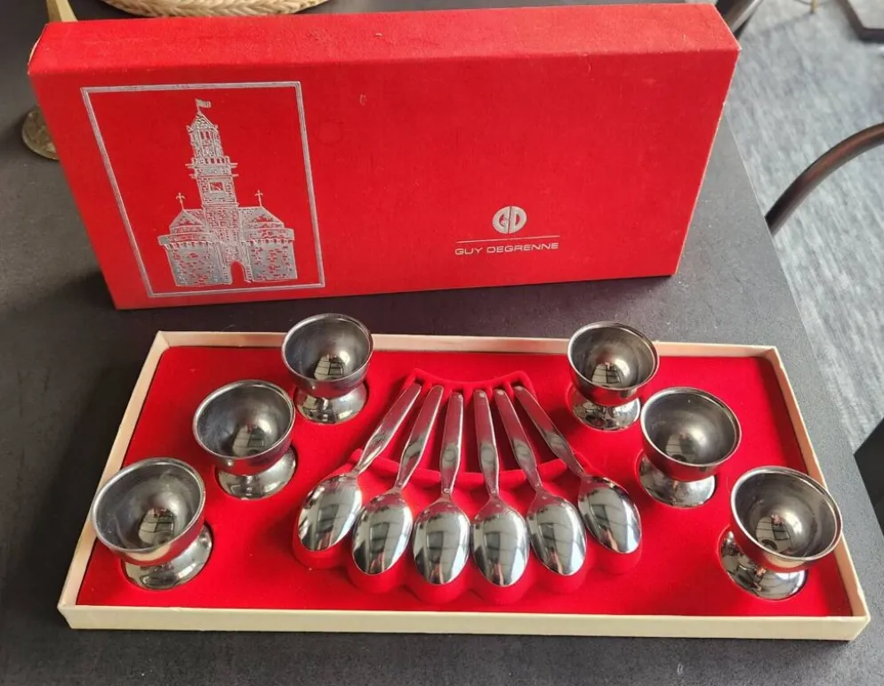 Set de 6 coquetiers et cuillères Guy Degrenne