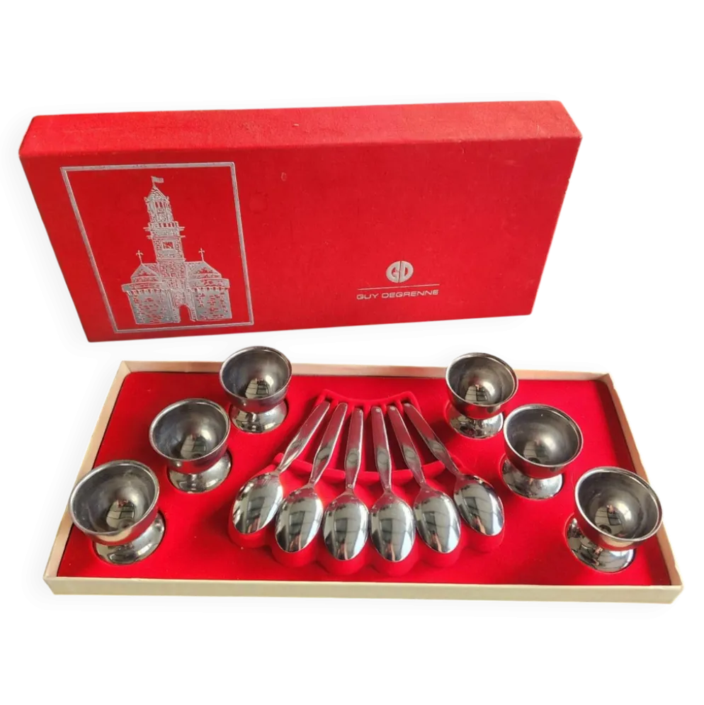 Set de 6 coquetiers et cuillères Guy Degrenne