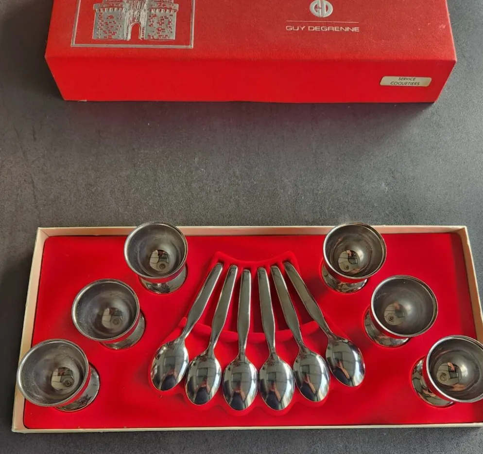 Set de 6 coquetiers et cuillères Guy Degrenne