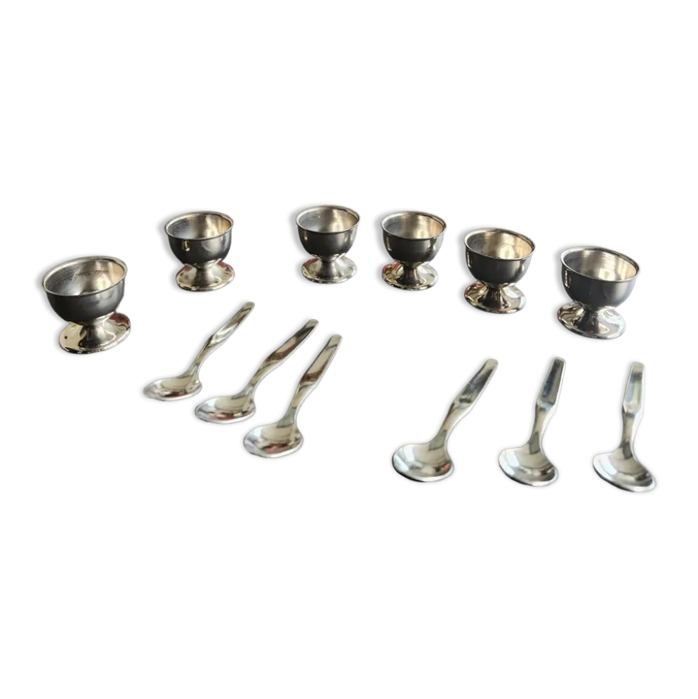Set de 6 coquetiers et cuillères Guy Degrenne