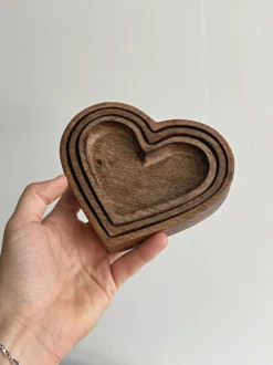 Set de 3 coupelles cœur en bois