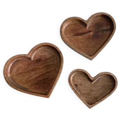 Set de 3 coupelles cœur en bois