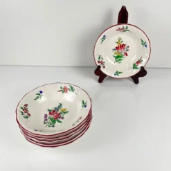Set de 6 coupelles, modèle Réverbère par KG Lunéville, motif tulipe et rose