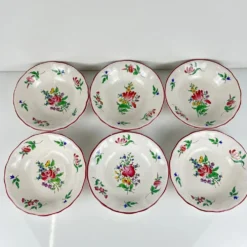 Set de 6 coupelles, modèle Réverbère par KG Lunéville, motif tulipe et rose