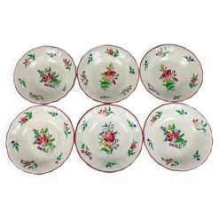 Set de 6 coupelles, modèle Réverbère par KG Lunéville, motif tulipe et rose