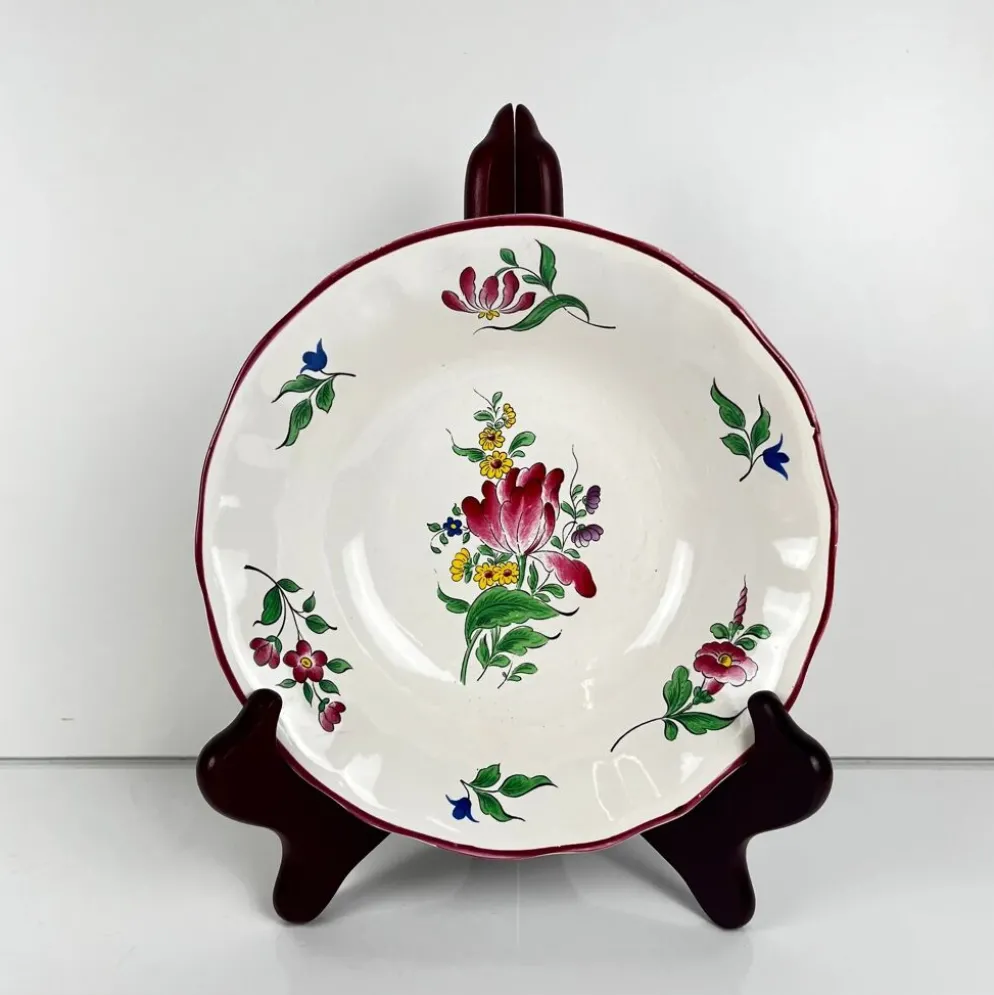 Set de 6 coupelles, modèle Réverbère par KG Lunéville, motif tulipe et rose
