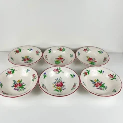 Set de 6 coupelles, modèle Réverbère par KG Lunéville, motif tulipe et rose
