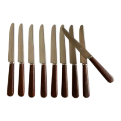 Set de 9 couteaux à manche de bois de palissandre mid century