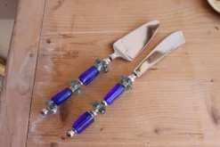 Set de couvert de service en verre bleu italien