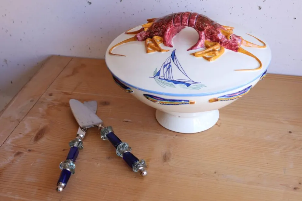 Set de couvert de service en verre bleu italien