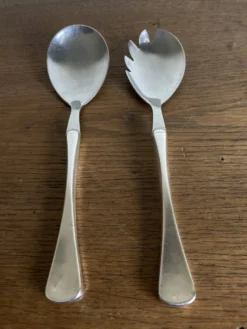 Set de couverts à salade midcentury Denmark Sorensen argent sterling 1959