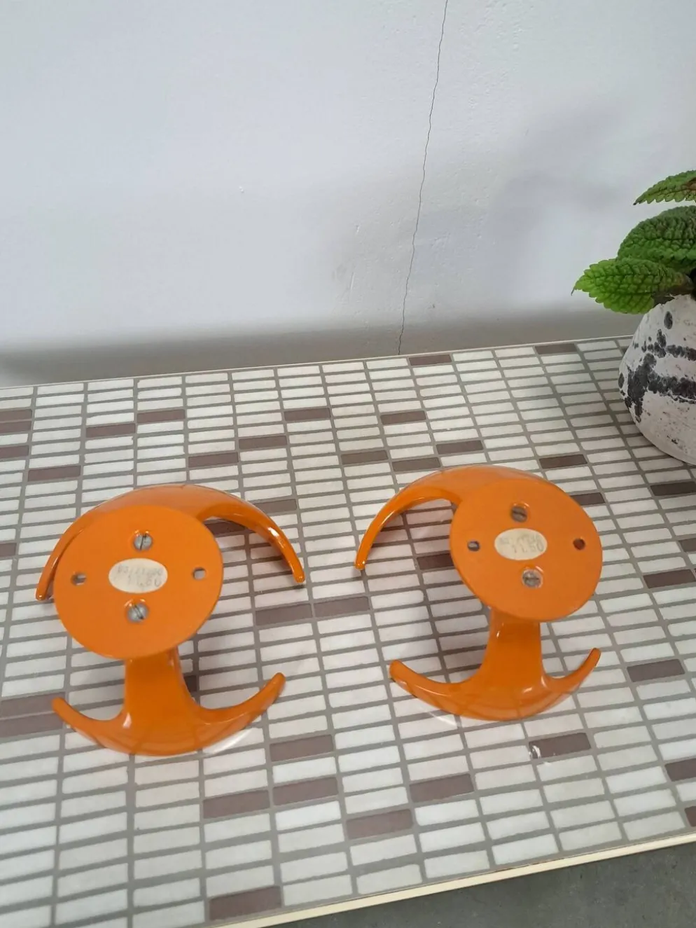 Set de 2 crochets orange de l'âge spatial, crochet mural, porte-manteau.
