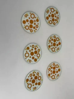 Set de 6 dessous de verre vintage en verre sérigraphié