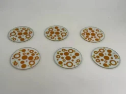 Set de 6 dessous de verre vintage en verre sérigraphié