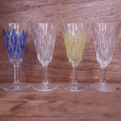 Set de 4 flûtes à champagne Arlequin verrerie de Reims / VMC