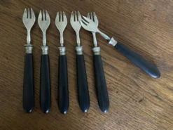 Set de 6 fourchettes à huitres 19e en bois d'ébène