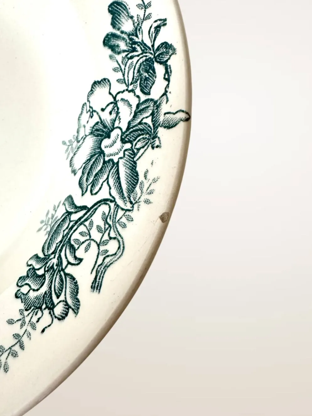 Set de neuf assiettes creuses en faïence de Givors, modèle « Floreal »