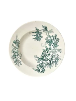 Set de neuf assiettes creuses en faïence de Givors, modèle « Floreal »