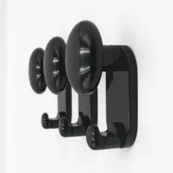 Set de 3 patères murales noires design C Bartoli Italie années 70