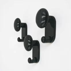 Set de 3 patères murales noires design C Bartoli Italie années 70