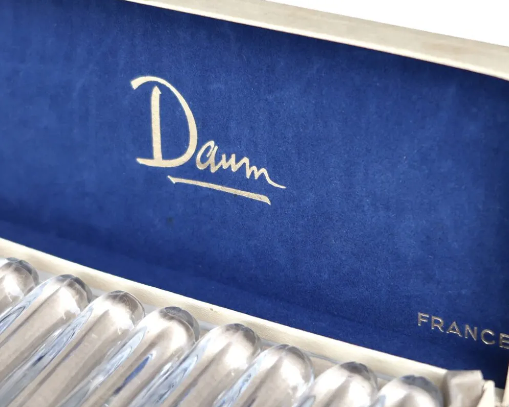 Set de 10 porte-couteaux Daum France en cristal, années 60