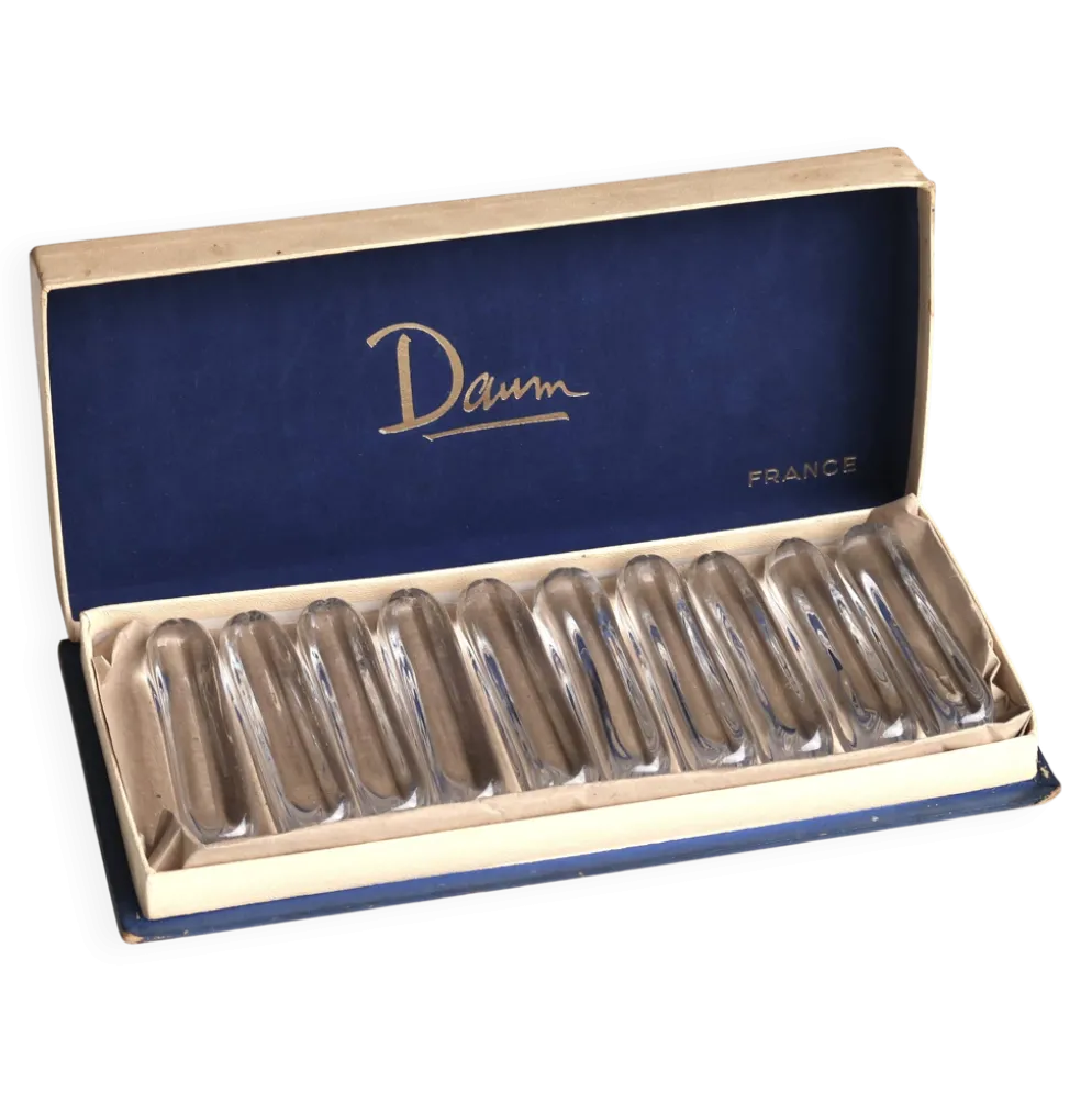 Set de 10 porte-couteaux Daum France en cristal, années 60