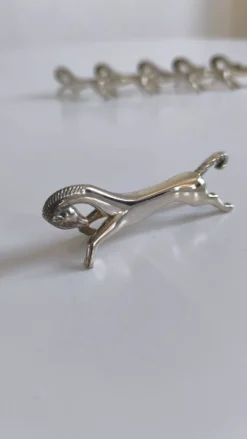 Set de 6 porte-couteaux en métal argenté