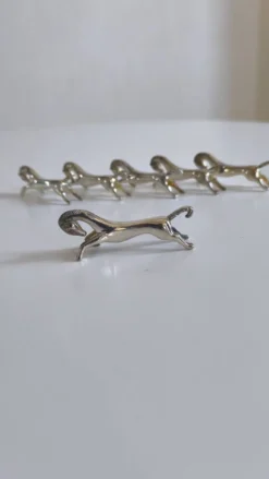 Set de 6 porte-couteaux en métal argenté