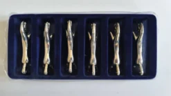 Set de 6 porte-couteaux en métal argenté
