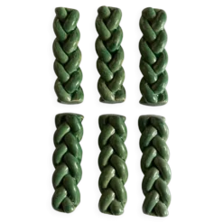 Set de 6 porte-couteaux en terre vernissée tressée verte