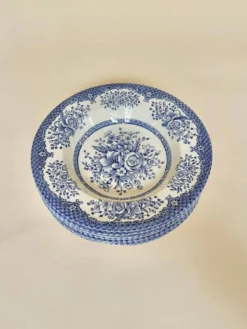 Set de six assiettes creuses anglaises, en céramique ironstone, motifs fleurs