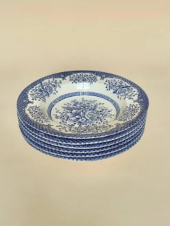 Set de six assiettes creuses anglaises, en céramique ironstone, motifs fleurs