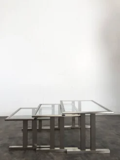 Set de tables gigognes en acier chromé Space Age