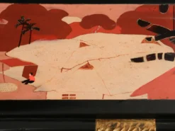 Set de trois tables gigognes décors asiatique bois noirci vers 1920