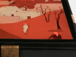Set de trois tables gigognes décors asiatique bois noirci vers 1920