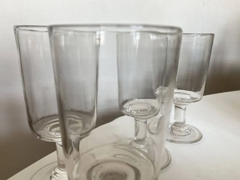 Set de 4 verres rouleau 19e en verre irrégulier
