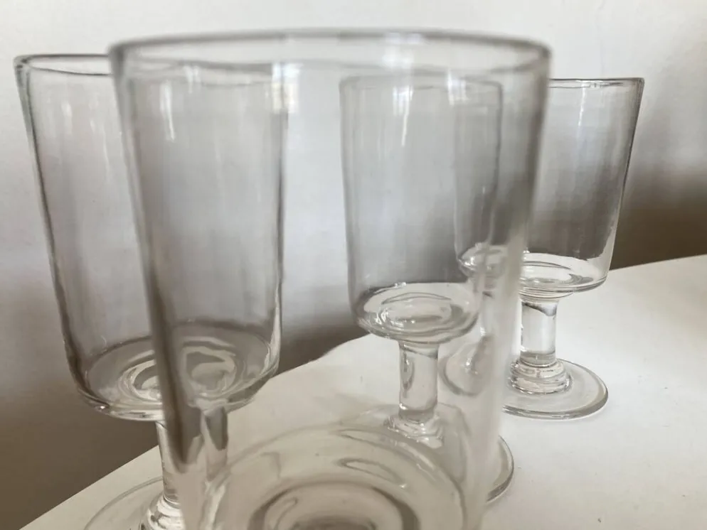 Set de 4 verres rouleau 19e en verre irrégulier