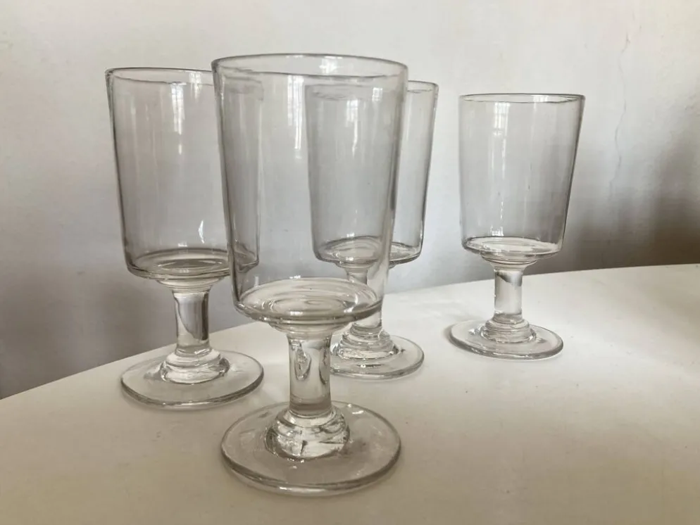 Set de 4 verres rouleau 19e en verre irrégulier