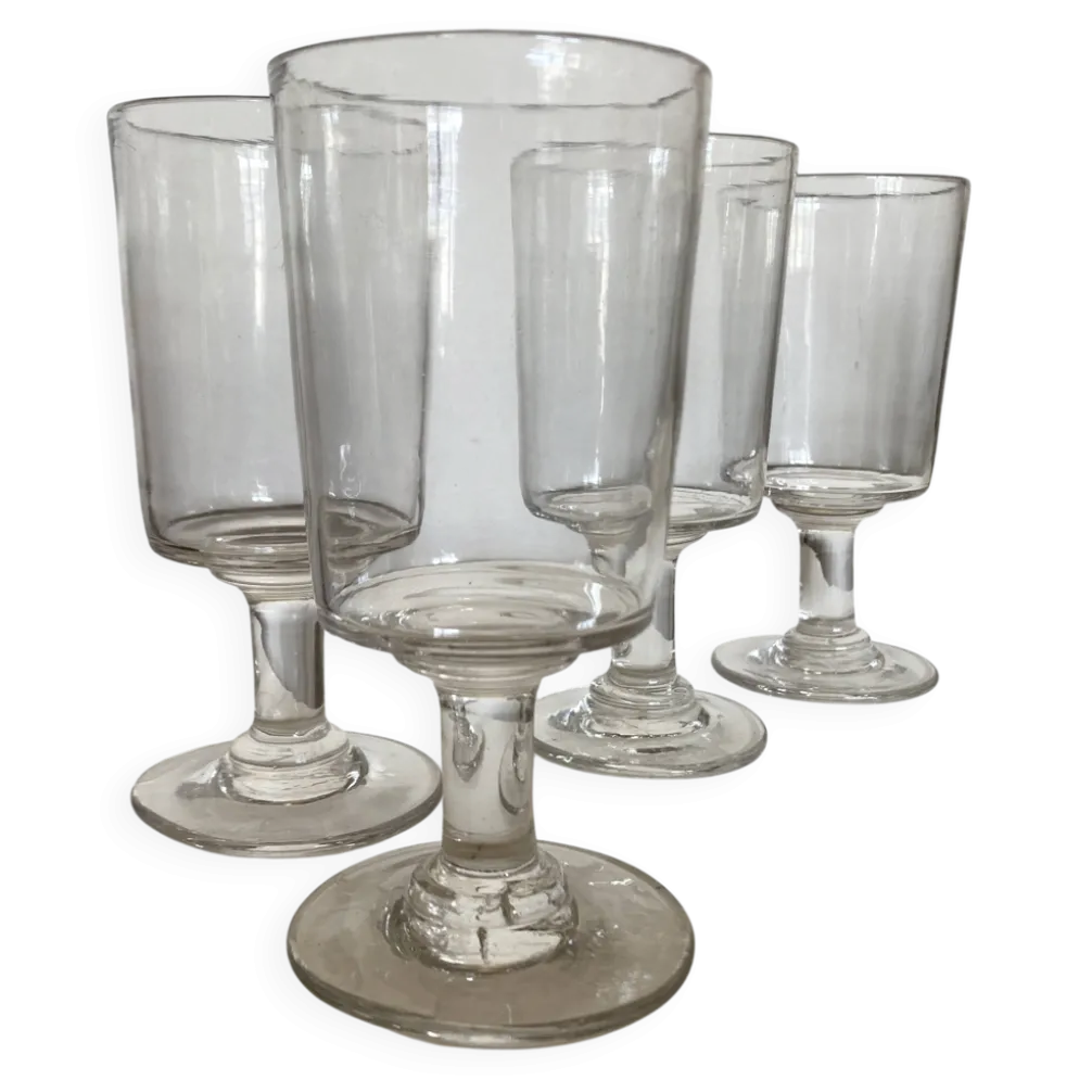 Set de 4 verres rouleau 19e en verre irrégulier
